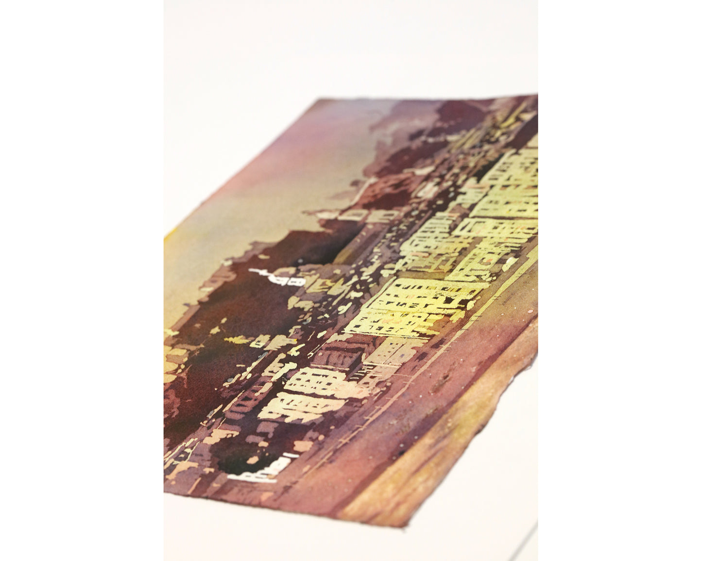 Watercolor landscape Salzburg Austria skyline, trendy wall art  Austrian architecture art for house (original)