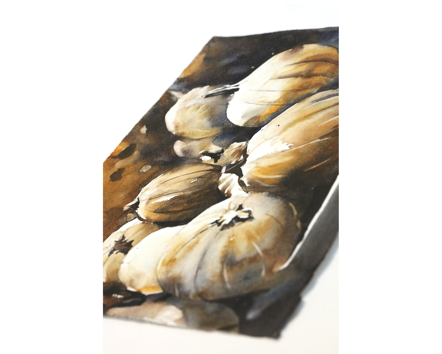 Colorful watercolor painting pumpkins Halloween kitchen artwork trendy wall art (original)