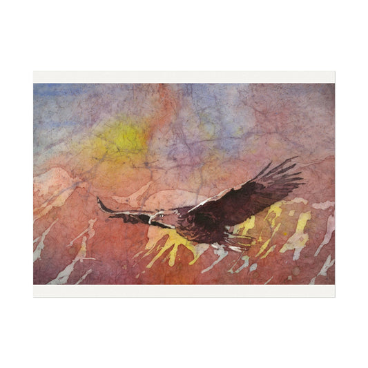 Bald Eagle watercolor batik painting colorful home decor bird animal artwork handmade item Poster