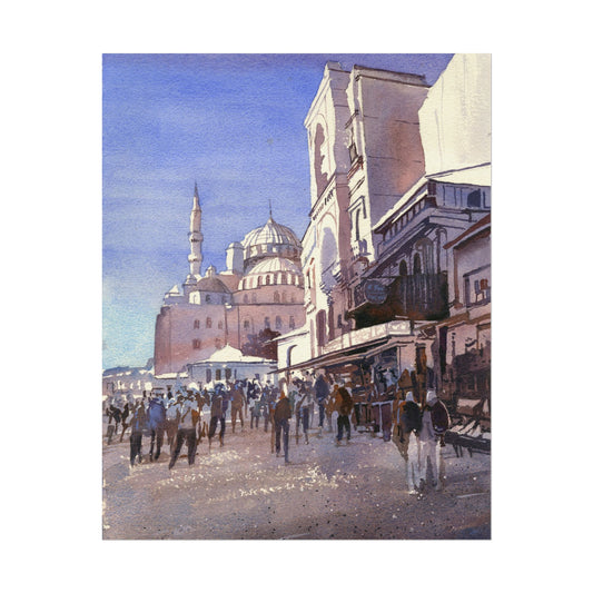 Hagia Sofia Turkey colorful watercolor landscape painting sunset home decor Turkish artwork architecture handmade item