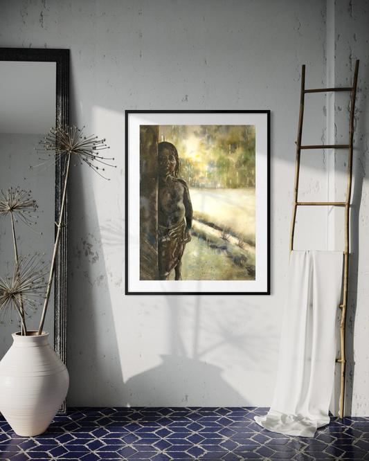 Girl in jungle Panama Central America portrait painting native Panamanian indigenous people traditionally dressed watercolor painting