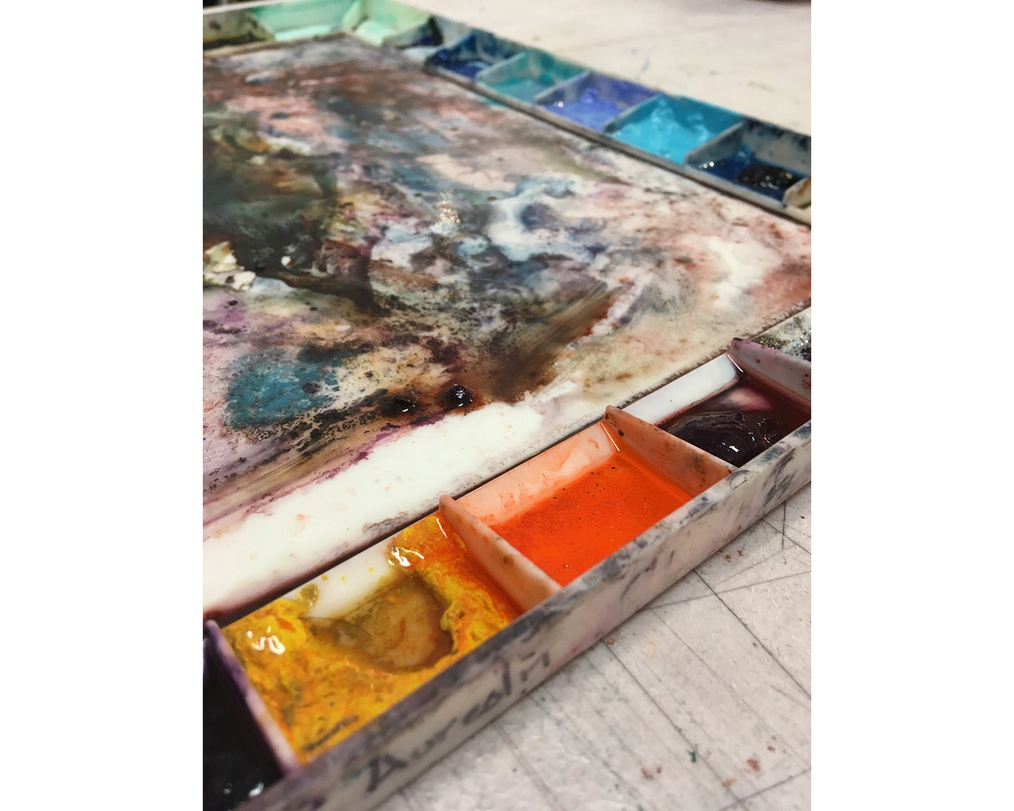 Watercolor painting of hallway at Khmer temple of Angkor Wat-  at Angkor Wat ruins near Siem Reap, Cambodia. Cambodia art.  Watercolor (print)