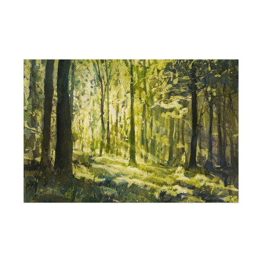 Forest Light Watercolor Poster — Textured Matte Wall Art