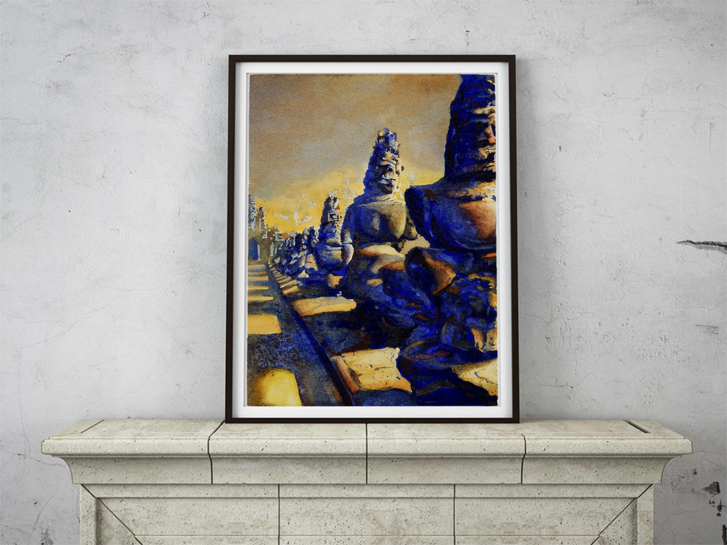 Angkor Thom- Angkor Wat, Cambodia.  Landscape painting Angkor fine art watercolor fine art decor Angkor Wat temples ruins Cambodia art (print)