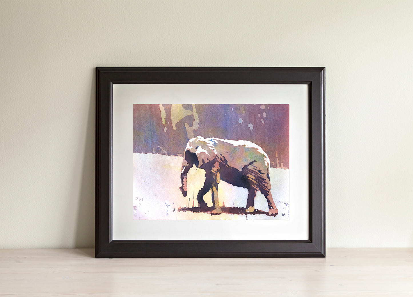 Elephant Crossing The Savannah - Watercolor Painting (print)