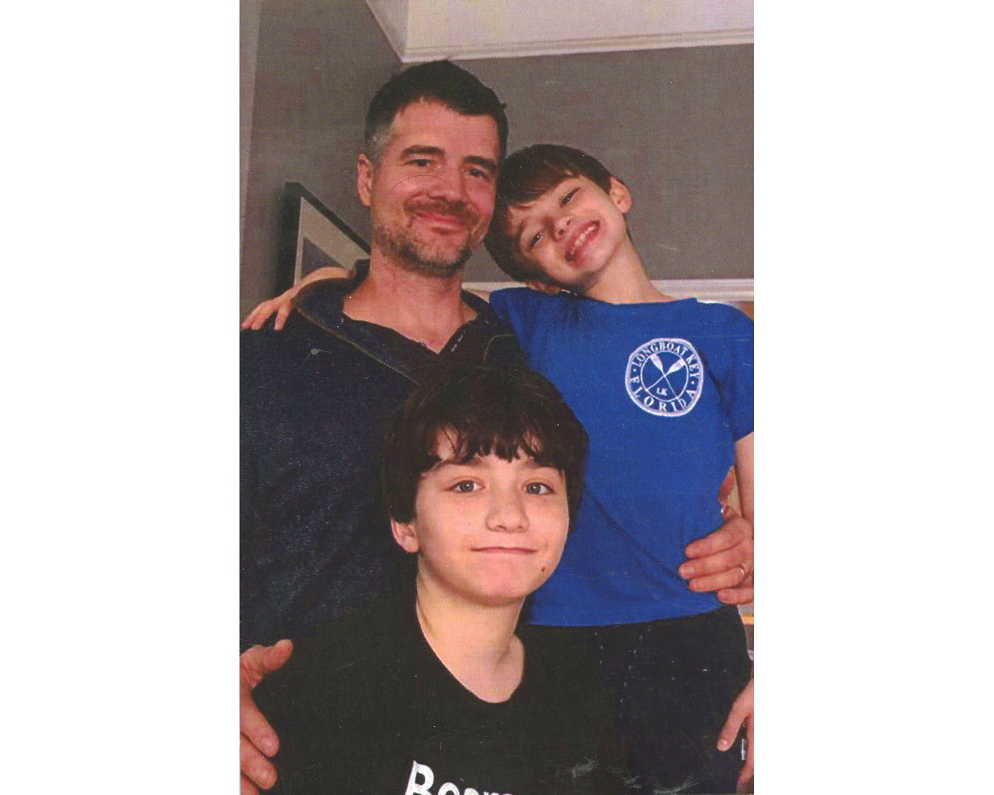 Heartwarming family photo of a smiling artist with two cheerful children, symbolizing the small business and personal story behind every painting. Supporting this shop helps a family-run creative business. Keywords: support small business artist, family-owned art shop, original watercolor painting for home decor, real artist story, handmade art gift for him or her.