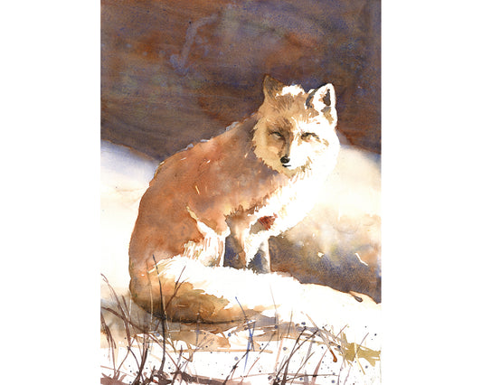 Watercolor painting Fox animal wildlife decor art for house mammal painting handmade item interior wall artwork (original)