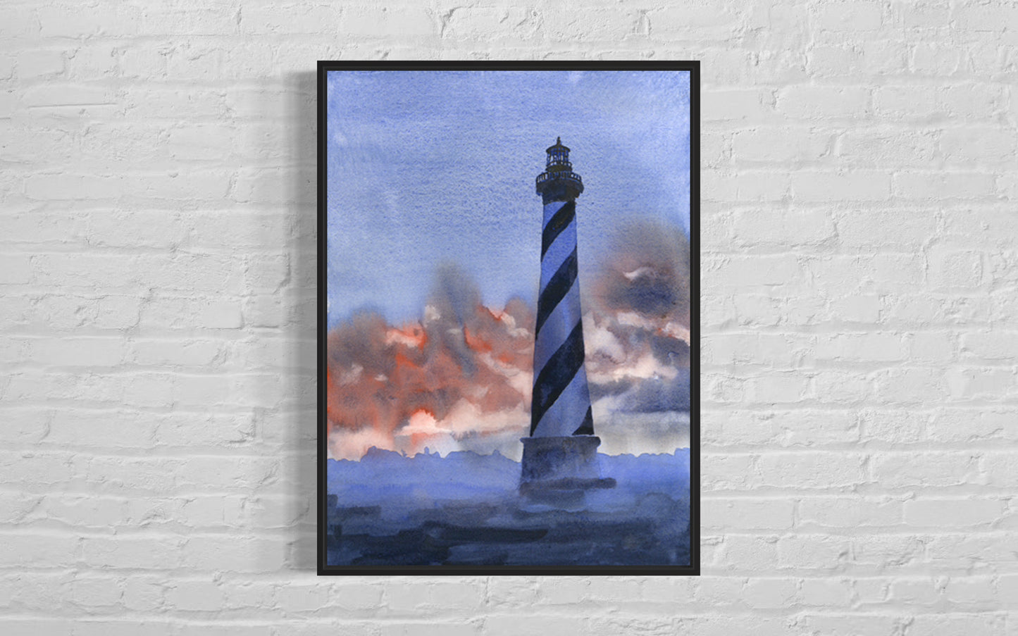 Cape Hatteras watercolor painting Outer Banks North Carolina nautical beach house artwork landscape sunset art (print)