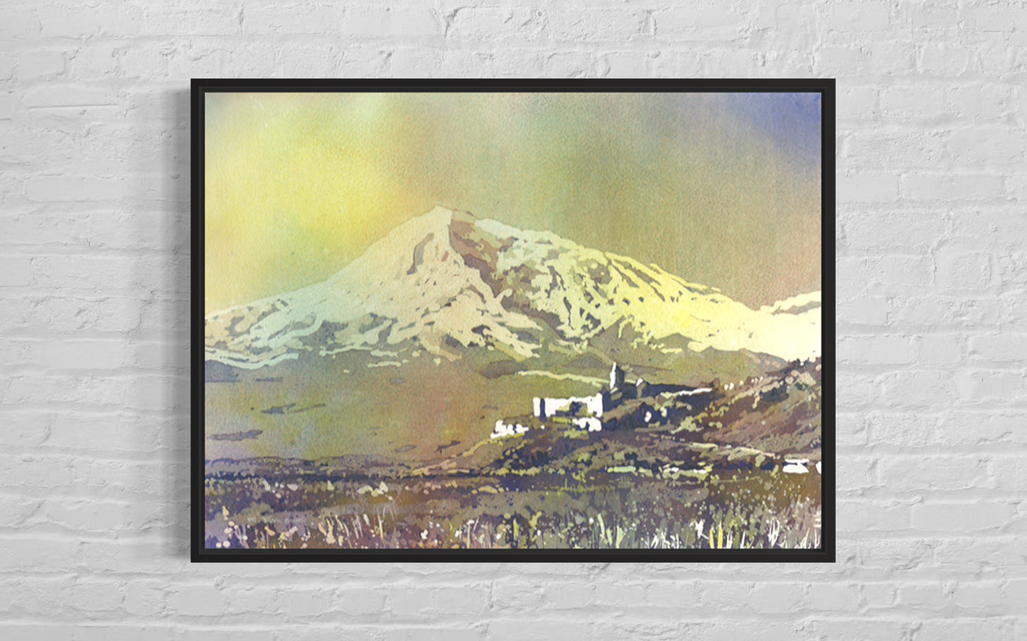 Khor Virap & Mt. Ararat Armenia colorful watercolor landscape art for house Caucasus nation monastery travel essentials home decor (print)