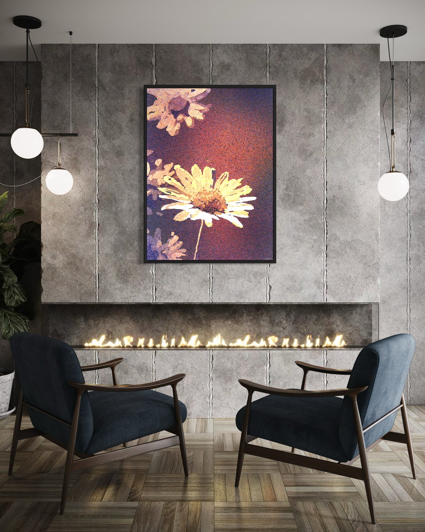 Colorful painting sunflower wall art for house  floral watercolor landscape painting (print)