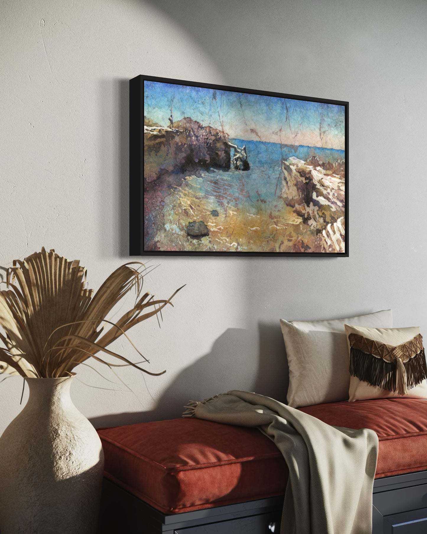 Cabo Rojo rocks and beach Puerto Rico colorful wall decor travel essentials art for house ocean painting landscape- original