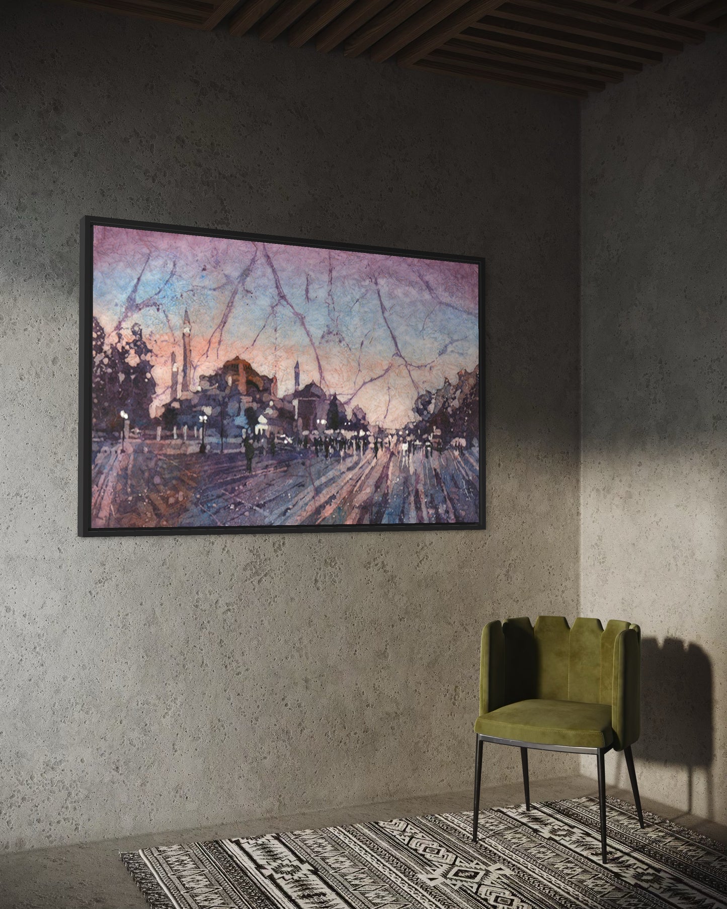 Hagia Sofia colorful watercolor landscape painting Istanbul Turkey fine art for home travel essentials (original)