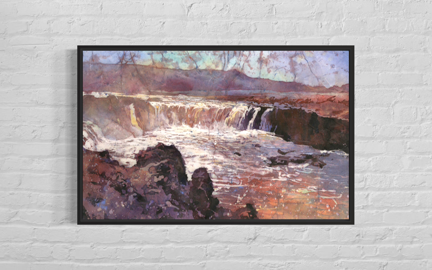 Colorful Iceland waterfall landscape painting, fine art print Icelandic home decor housewarming gift travel essentials (print)