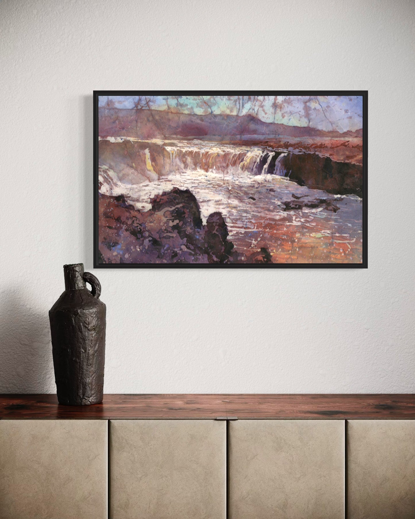 Colorful Iceland waterfall landscape painting, fine art print Icelandic home decor housewarming gift travel essentials (print)