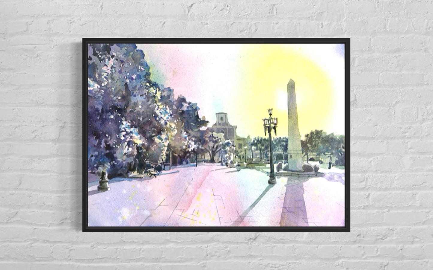 Detailed watercolor of Puerto Rico’s Arecibo Church with vibrant greenery and classic church facade—perfect home decor and thoughtful gift for art lovers.