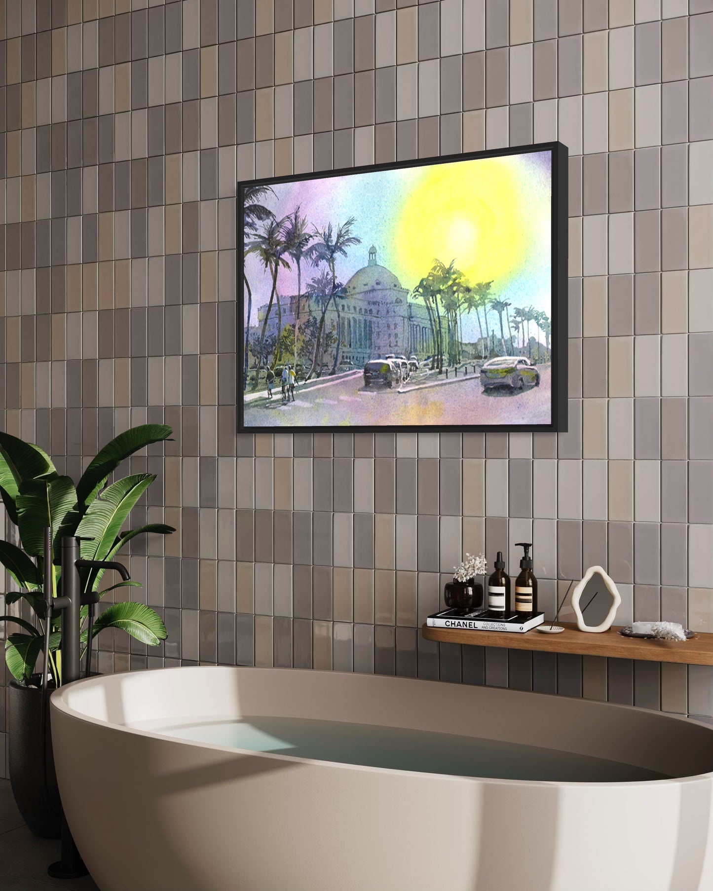 Detailed watercolor print of Puerto Rico’s Capitol in San Juan, highlighting the neoclassical architecture and island charm—great for art collectors and travel decor.