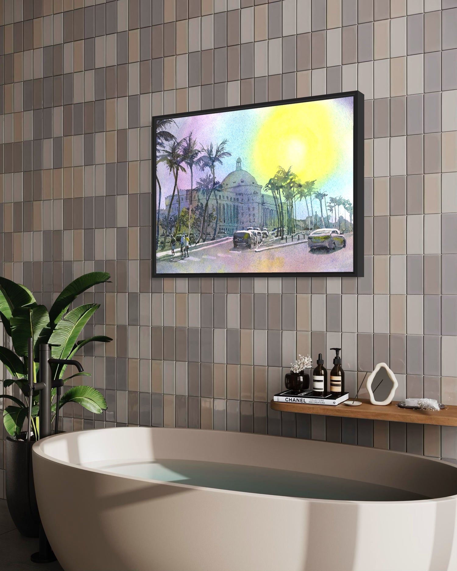 Detailed watercolor print of Puerto Rico’s Capitol in San Juan, highlighting the neoclassical architecture and island charm—great for art collectors and travel decor.