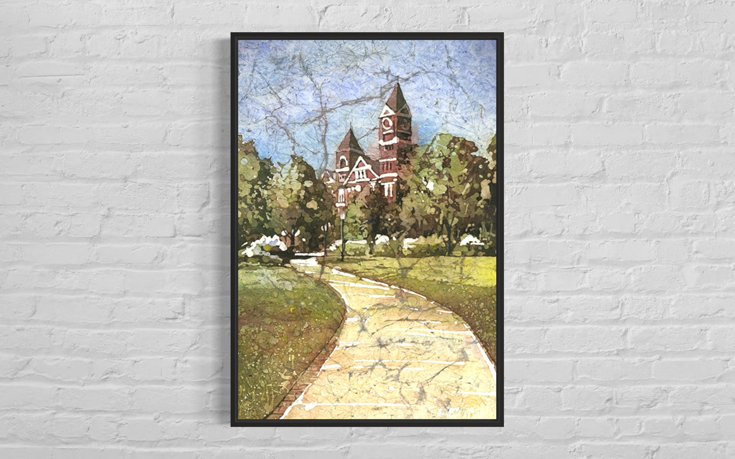 Watercolor painting of Samford Hall, a meaningful graduation present for Auburn students.