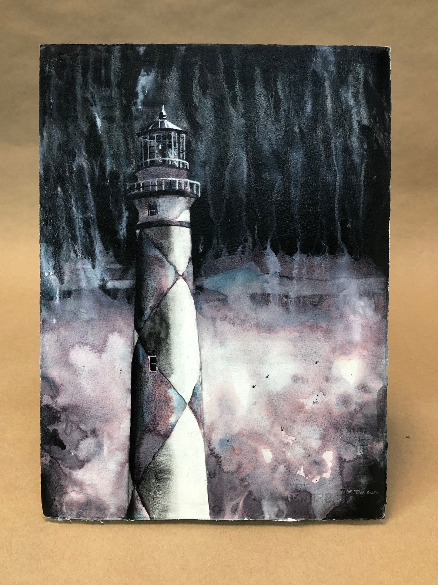 Faro de Cape Lookout en Outer Banks, Carolina del Norte. Obra monocromática en BW Faro de Cape Lookout OBX blanco negro (arte original)