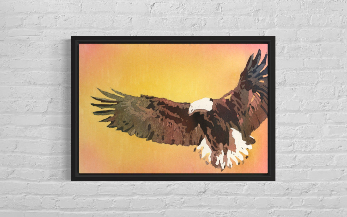 Colorful wildlife painting kids room art bald eagle interior design watercolor painting trendy wall art sunset painting