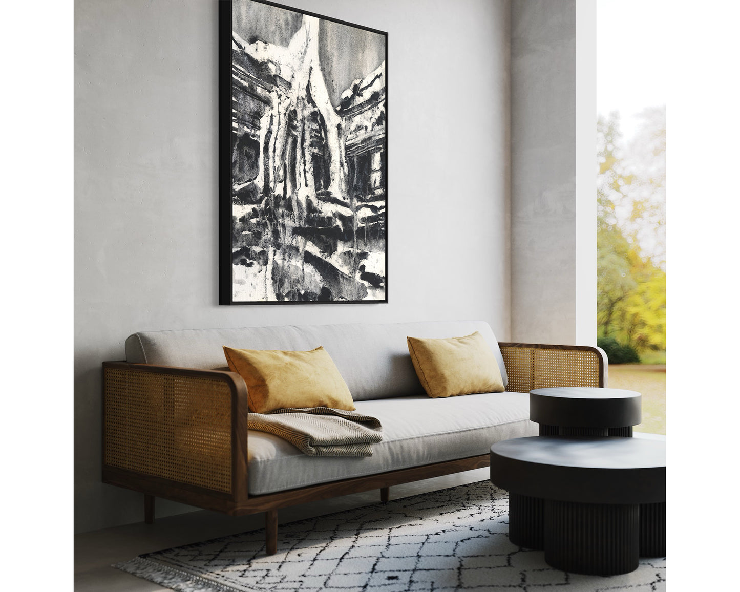 Vivid and expressive watercolor of Siem Reap’s Ta Prohm Temple showing the sycamore tree weaving through the crumbling ancient architecture—perfect travel essentials decor.