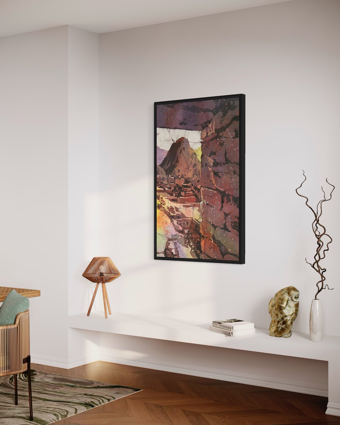 Machu Picchu Incan ruins Peru colorful watercolor landscape painting art for house (original)
