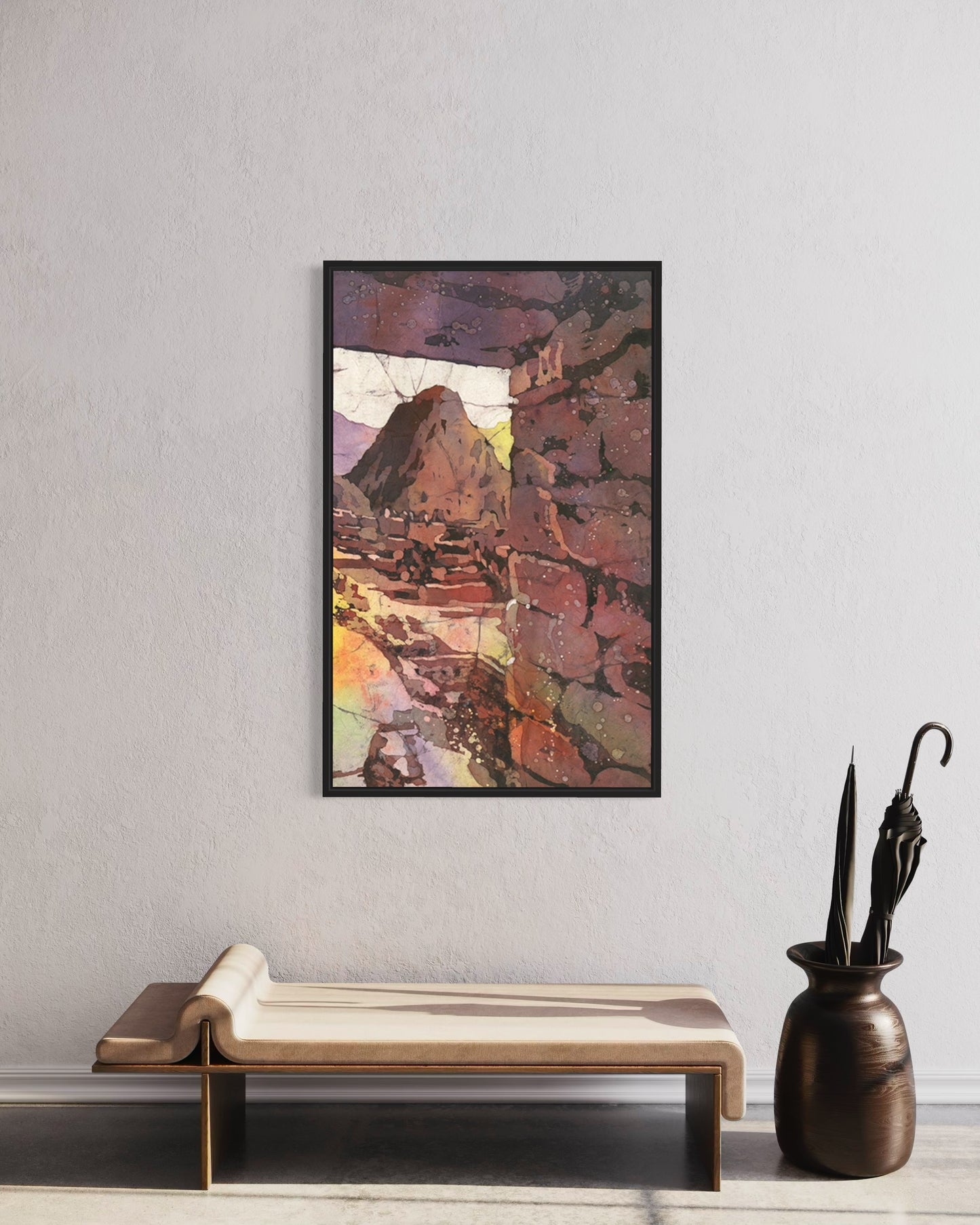 Machu Picchu Incan ruins Peru colorful watercolor landscape painting art for house (original)