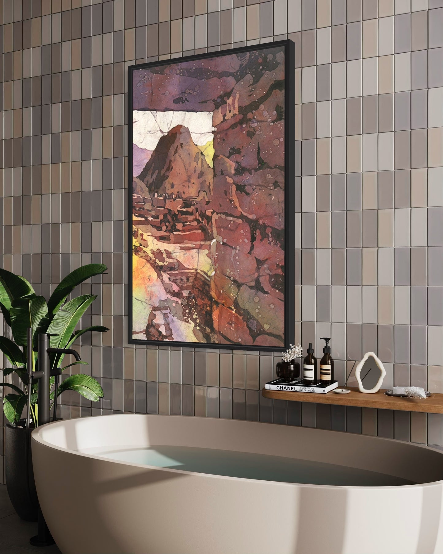 Expressive fine art watercolor showing Sacred Valley’s Huayna Picchu and Machu Picchu ruins—cultural landscape painting for home, office, or unique gift from Peru.