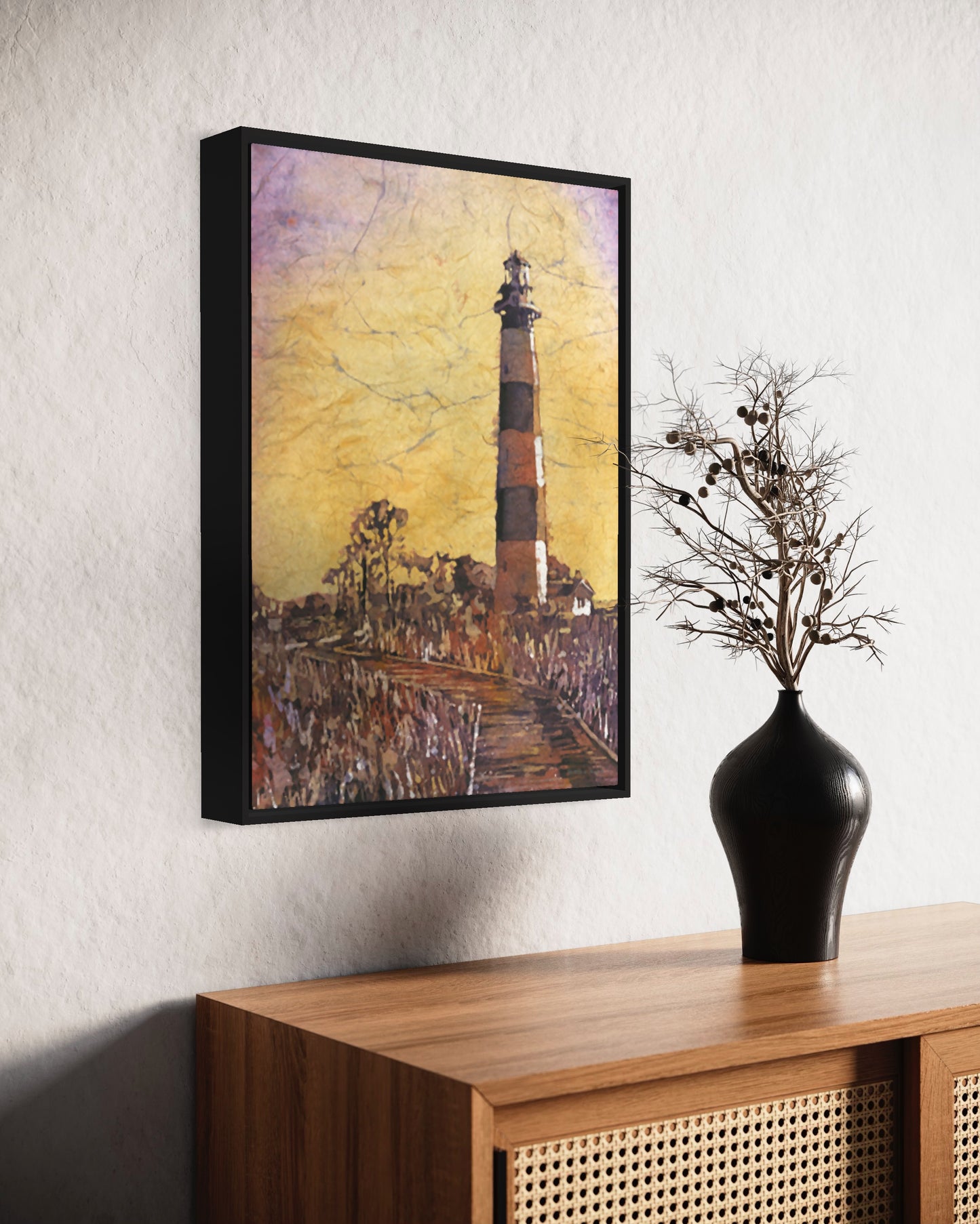 Pintura Bodie Island faro Outer Banks NC, colorido paisaje playa acuarela pintura de moda arte de pared artículo hecho a mano giclee (impresión)