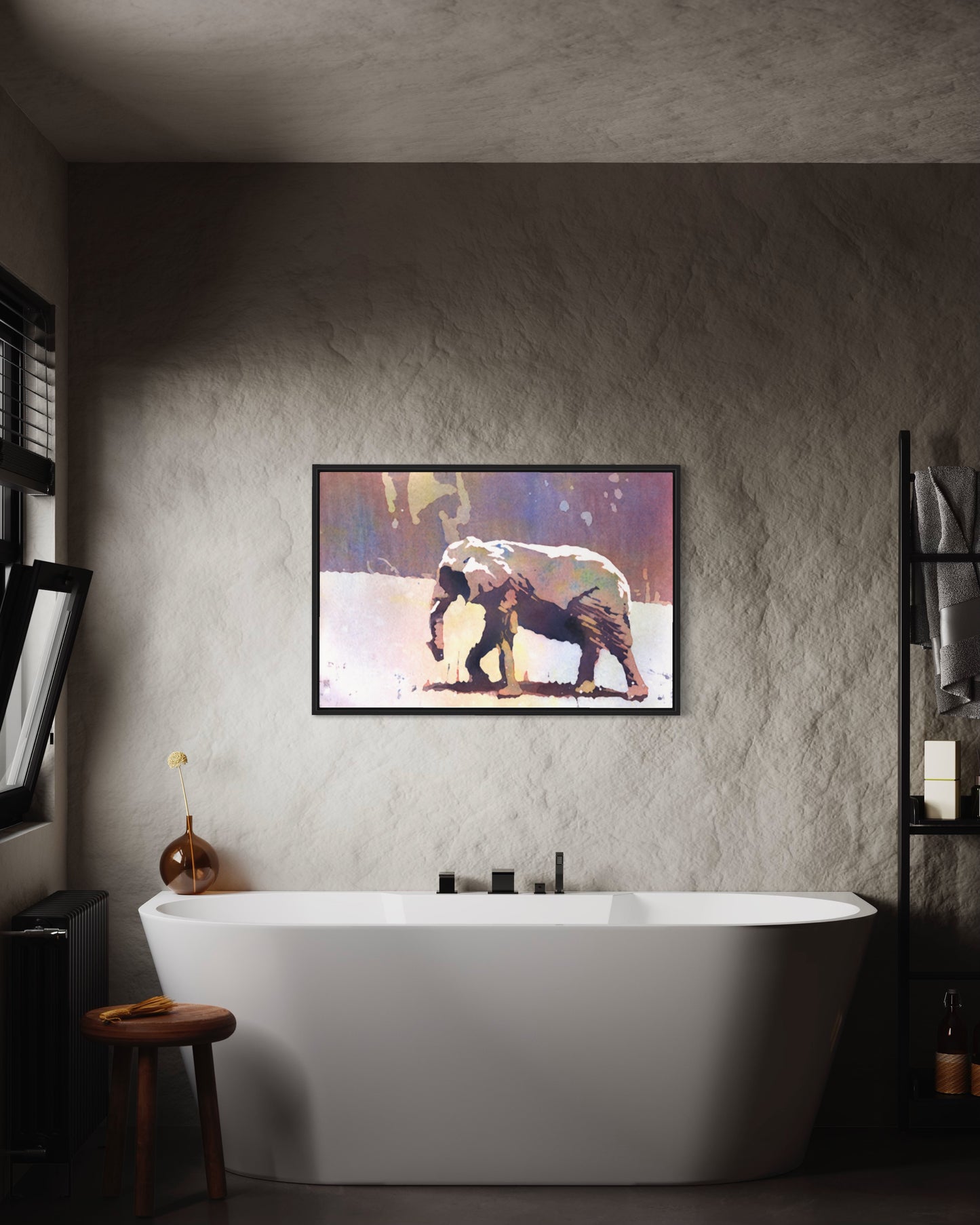 Elephant Crossing The Savannah - Watercolor Painting (print)