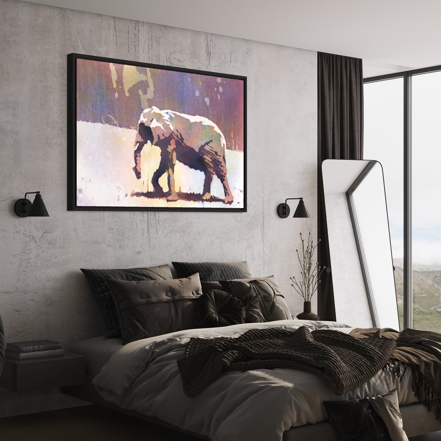 Elephant Crossing The Savannah - Watercolor Painting (print)