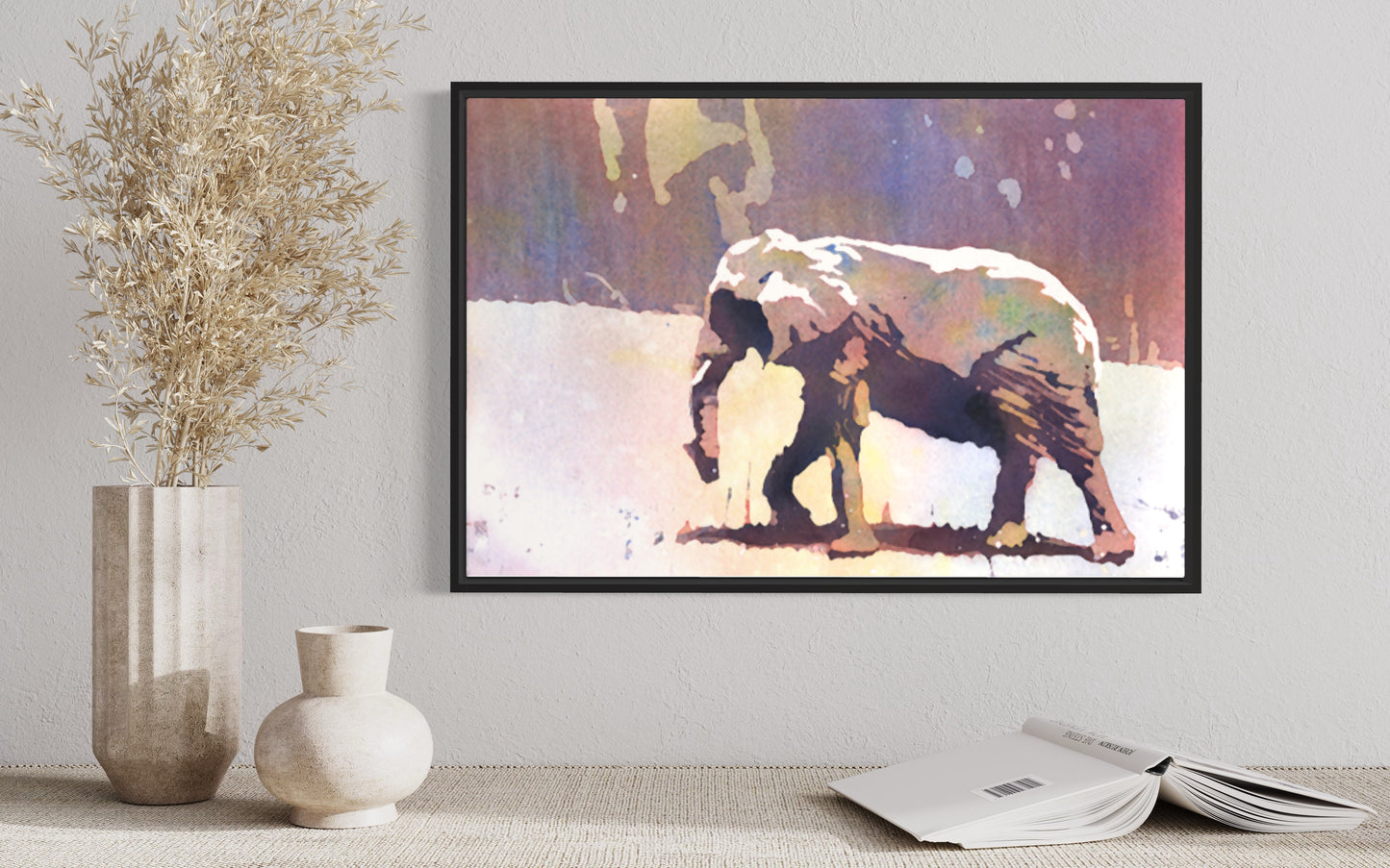 Elephant Crossing The Savannah - Watercolor Painting (print)