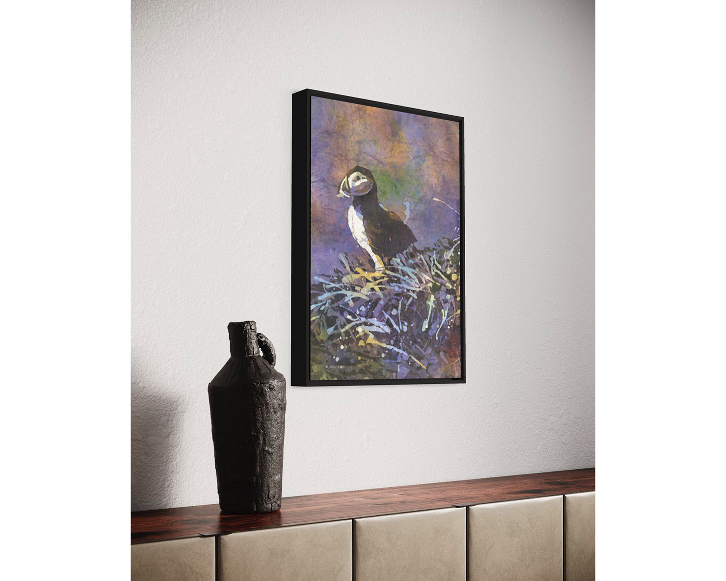Icelandic puffin fine art watercolor painting. Watercolor painting Puffin Iceland bird artwork (original painting)