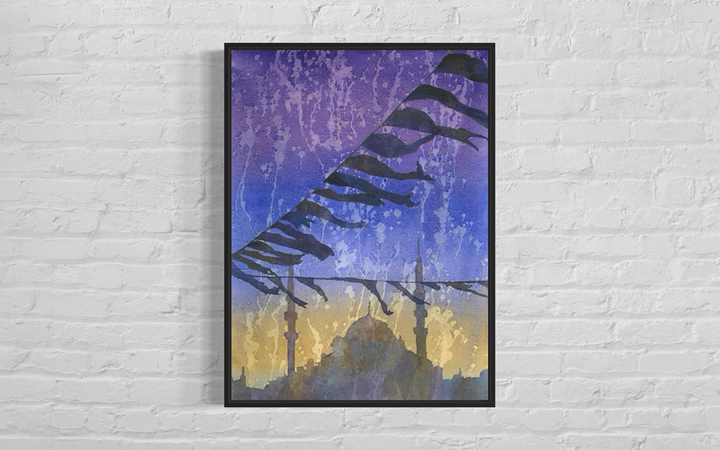 Istanbul skyline Turkey landscape watercolor painting Mosque travel accessories unique holiday gift (print)