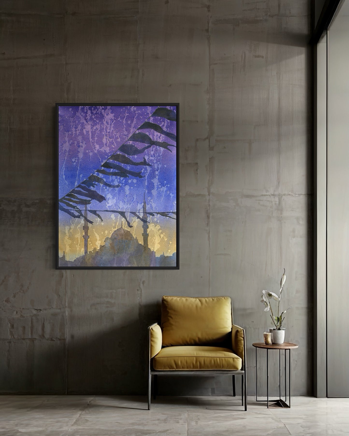 Istanbul skyline Turkey landscape watercolor painting Mosque travel accessories unique holiday gift (print)