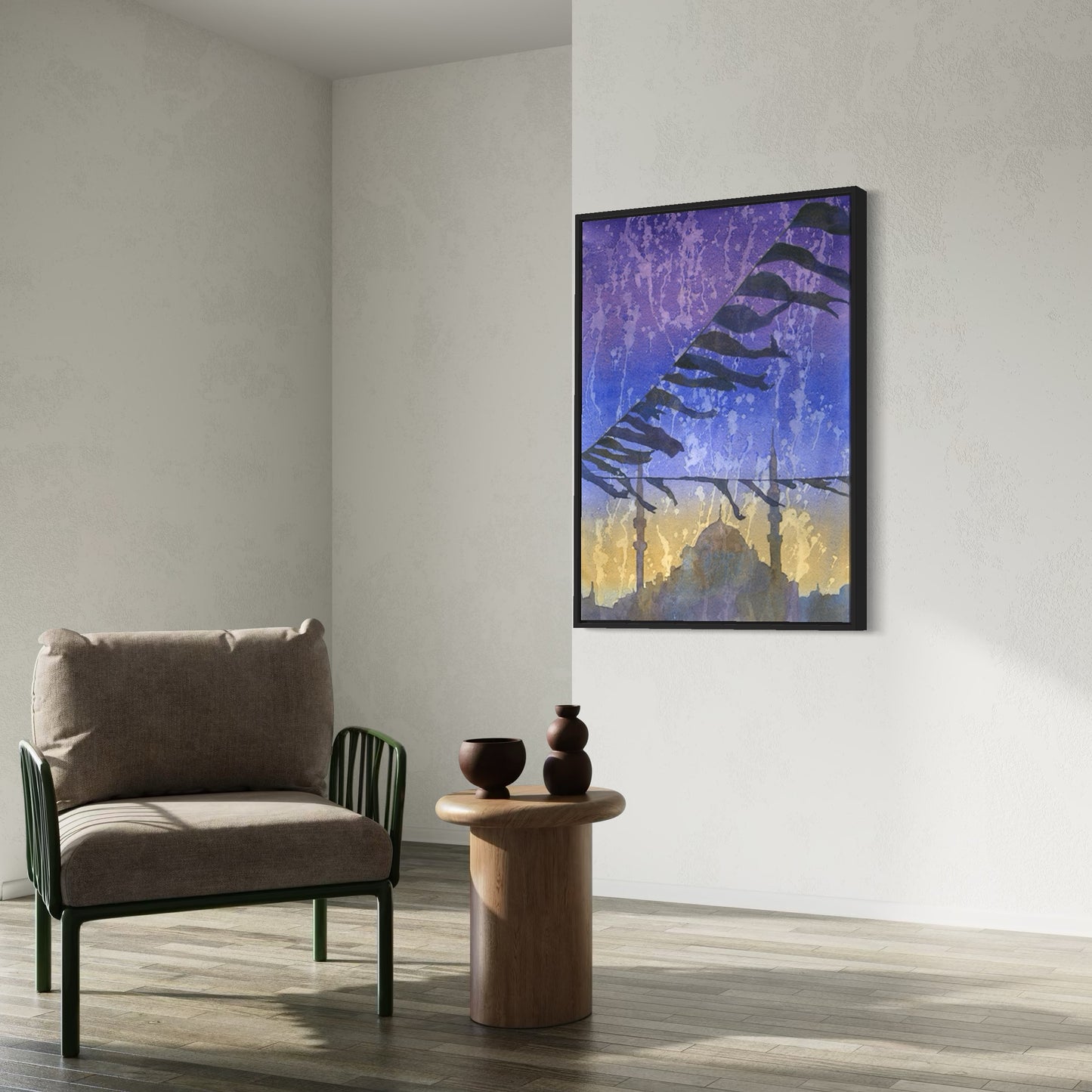 Istanbul skyline Turkey landscape watercolor painting Mosque travel accessories unique holiday gift (print)