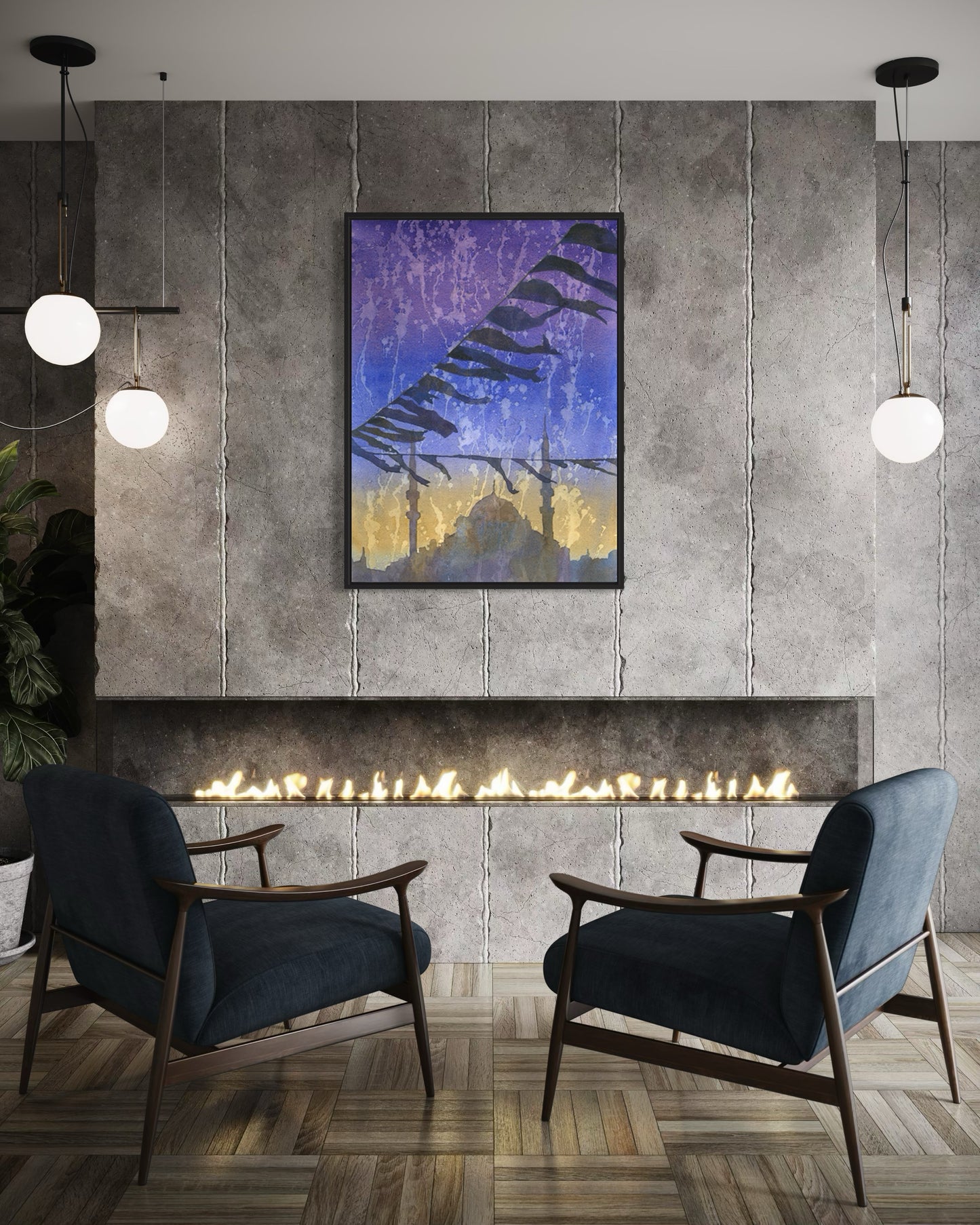 Istanbul skyline Turkey landscape watercolor painting Mosque travel accessories unique holiday gift (print)