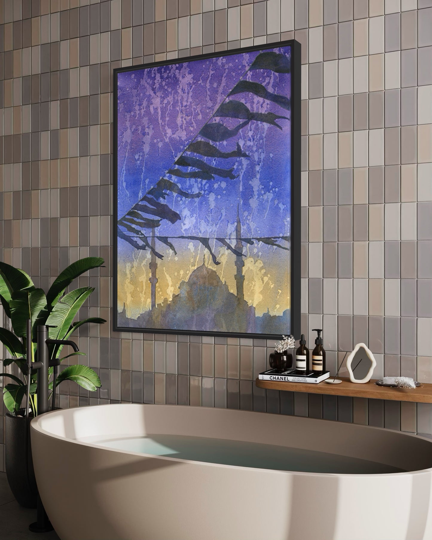 Istanbul skyline Turkey landscape watercolor painting Mosque travel accessories unique holiday gift (print)