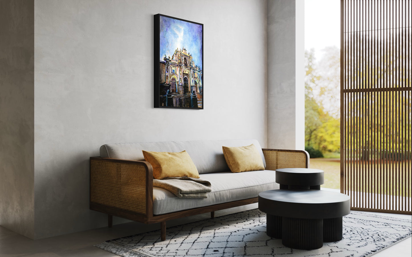 Catedral barroca en la ciudad de Antigua, Guatemala impresión de acuarela, pintura de la iglesia Antigua Guatemala, acuarela impresa giclee (impresión)