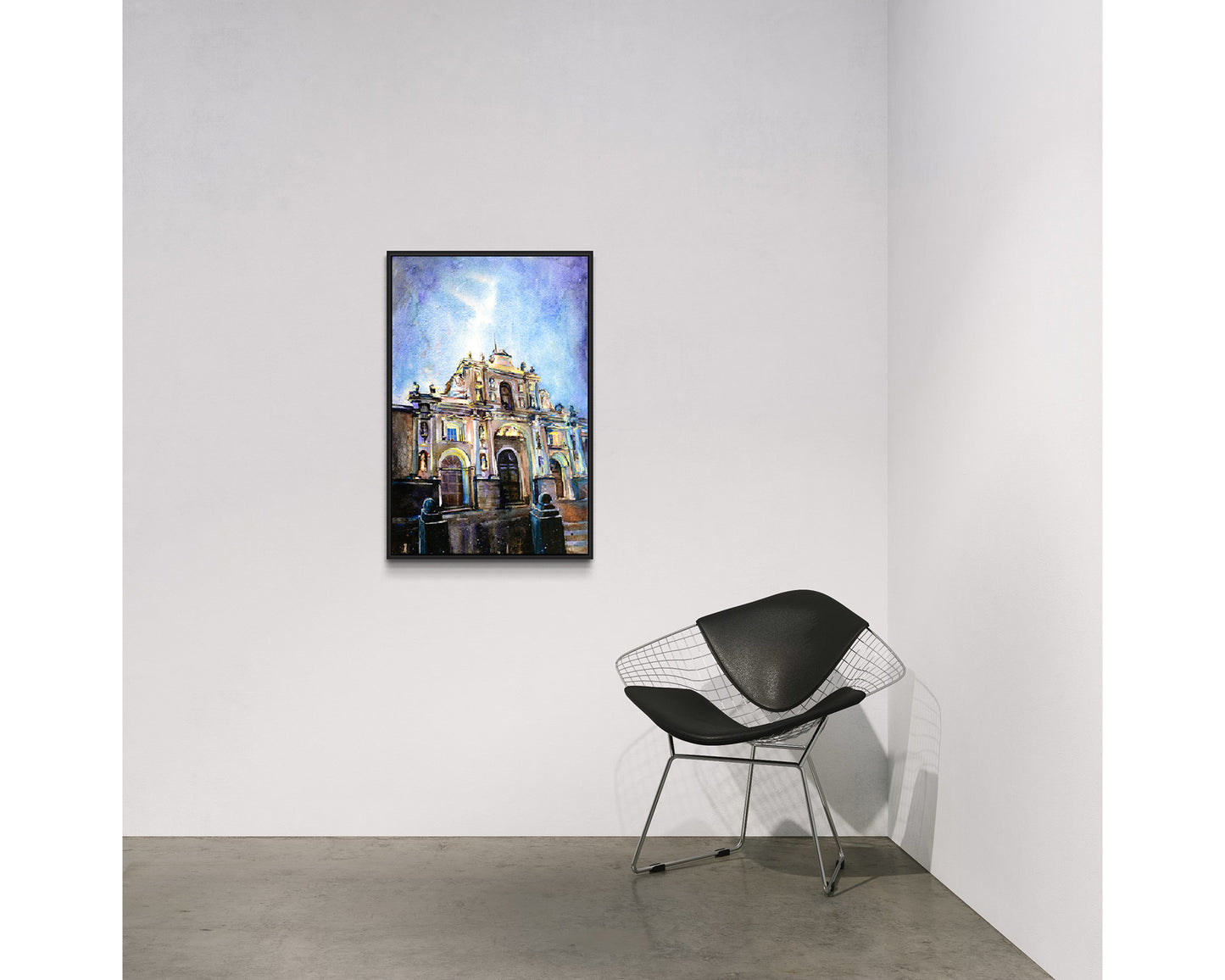 Catedral barroca en la ciudad de Antigua, Guatemala impresión de acuarela, pintura de la iglesia Antigua Guatemala, acuarela impresa giclee (impresión)