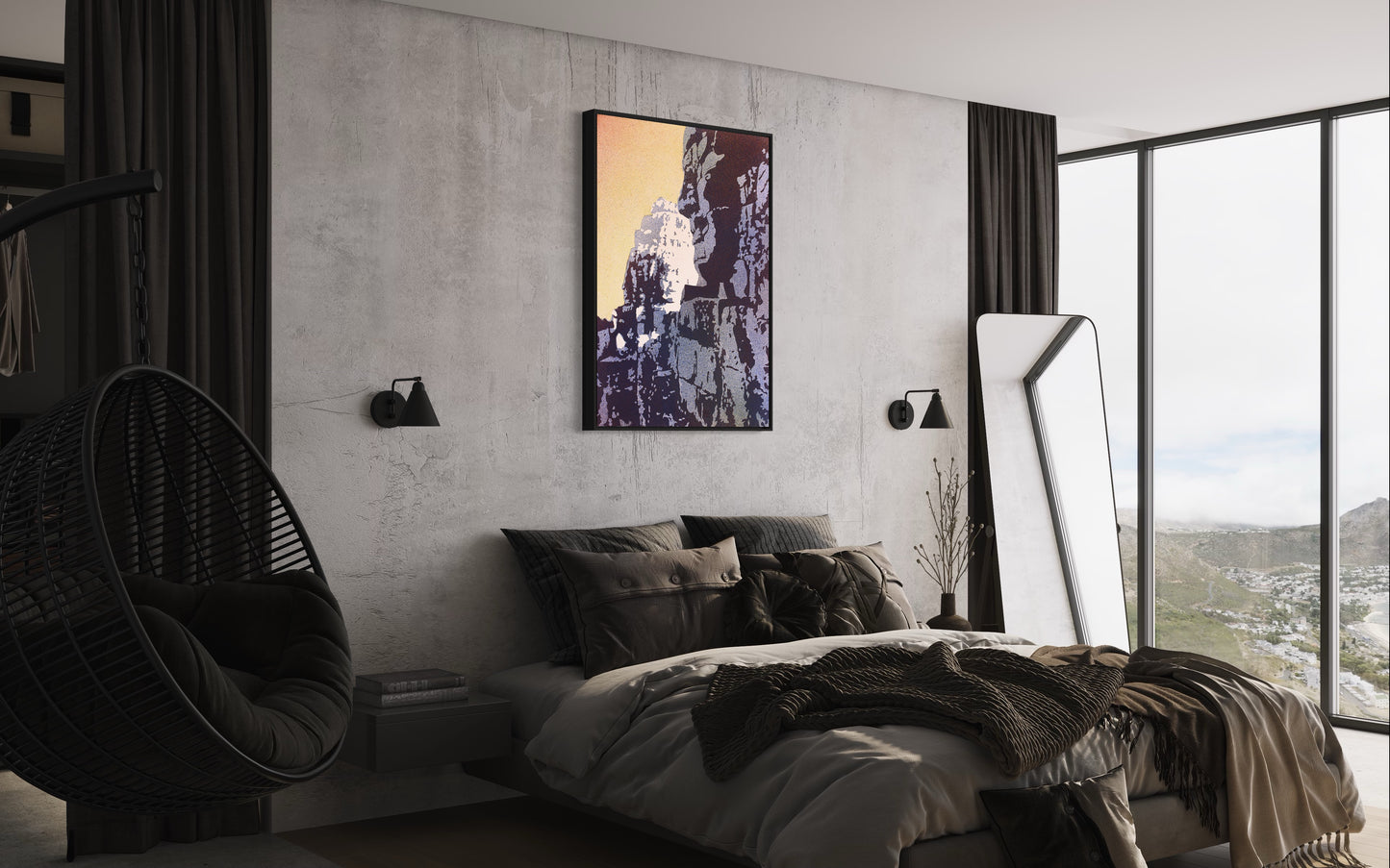 Bayon Temple at Angkor Wat watercolor depicting the ancient Khmer temple under soft sunset hues—ideal for SE Asia home decor and interior design lovers.