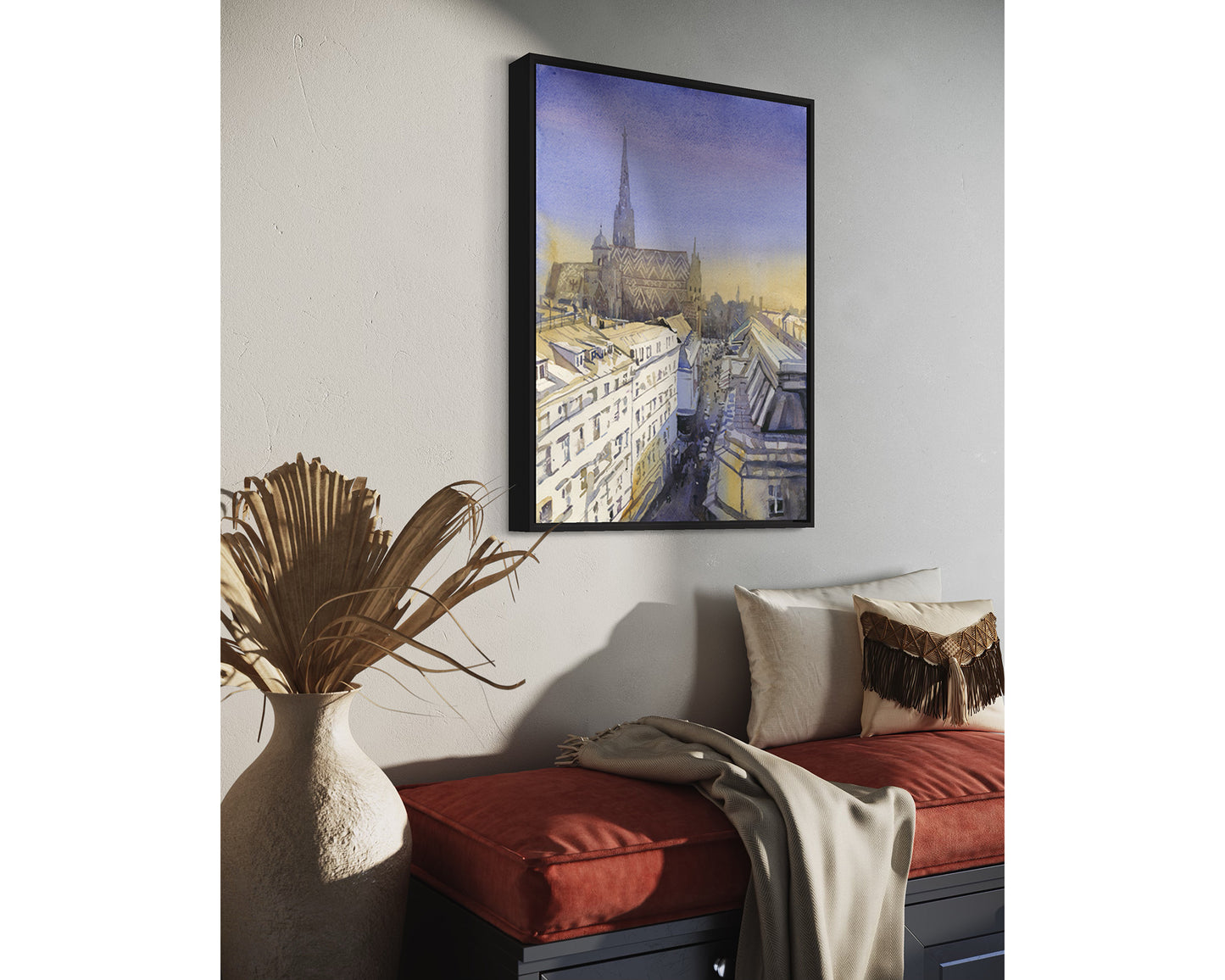 Vienna skyline St. Stephens Cathedral at sunset colorful art for house  travel essentials (print)