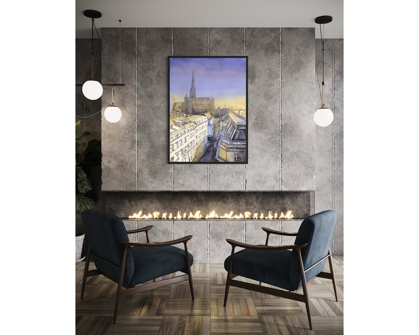 Vienna skyline St. Stephens Cathedral at sunset colorful art for house  travel essentials (print)