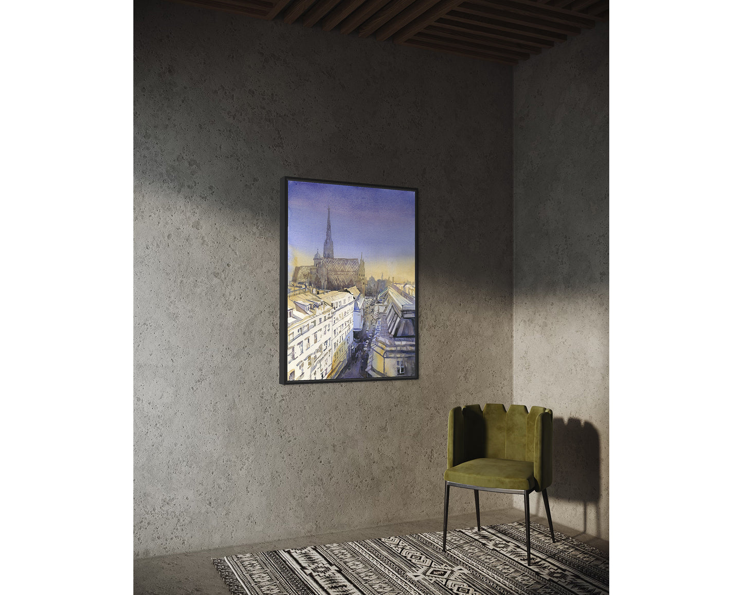 Vienna skyline St. Stephens Cathedral at sunset colorful art for house  travel essentials (print)