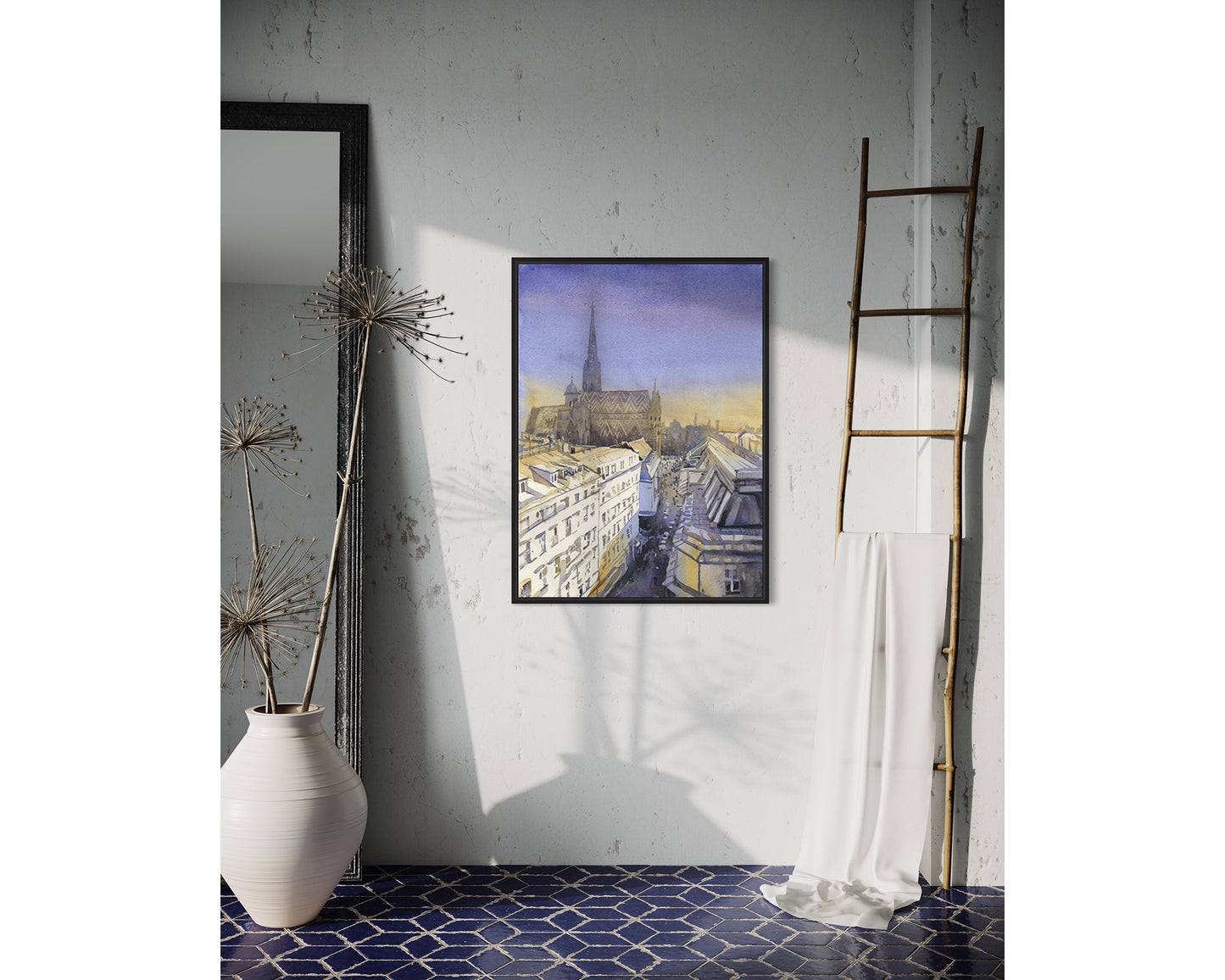 Vienna skyline St. Stephens Cathedral at sunset colorful art for house  travel essentials (print)