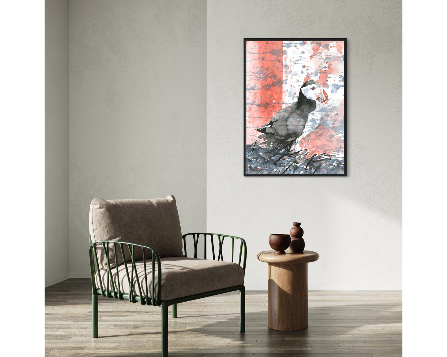 Pintura de acuarela de bellas artes de frailecillo islandés. Pintura de acuarela Frailecillo Islandia arte de aves (impresión)