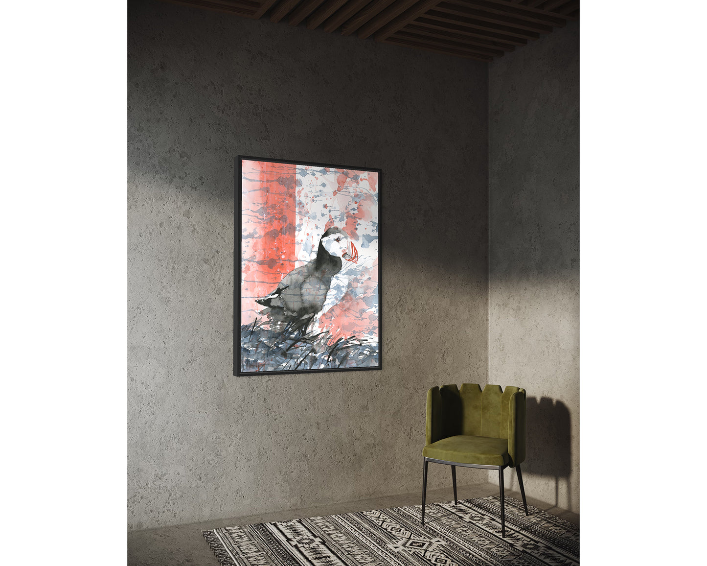 Pintura de acuarela de bellas artes de frailecillo islandés. Pintura de acuarela Frailecillo Islandia arte de aves (impresión)