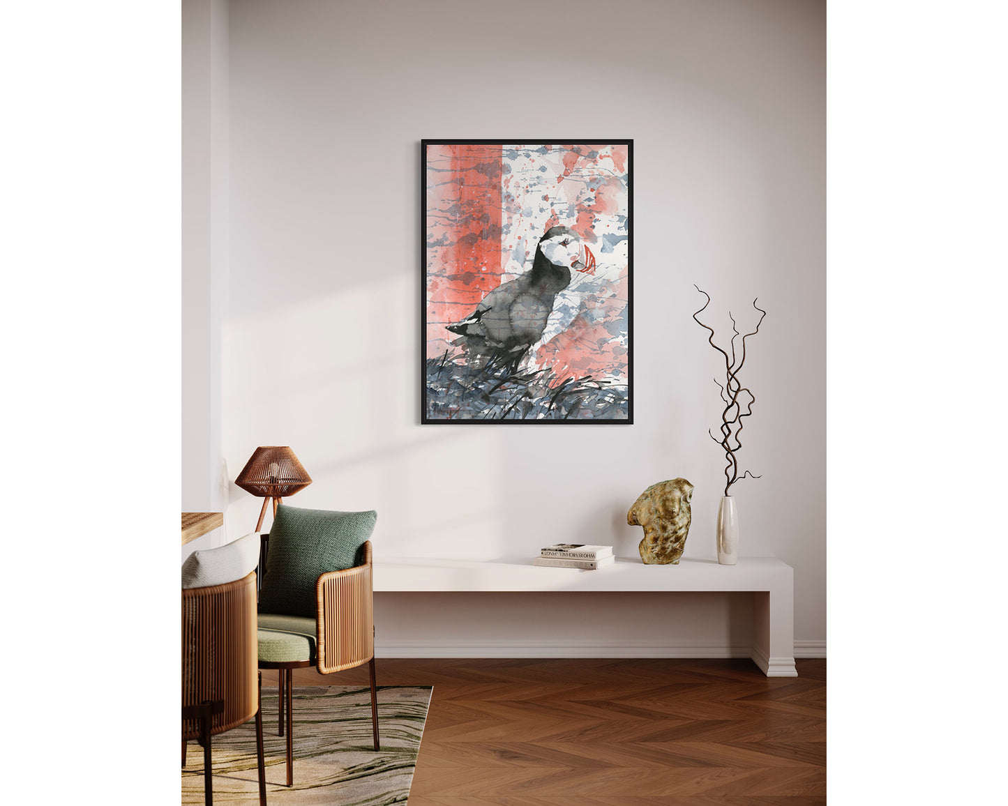 Pintura de acuarela de bellas artes de frailecillo islandés. Pintura de acuarela Frailecillo Islandia arte de aves (impresión)