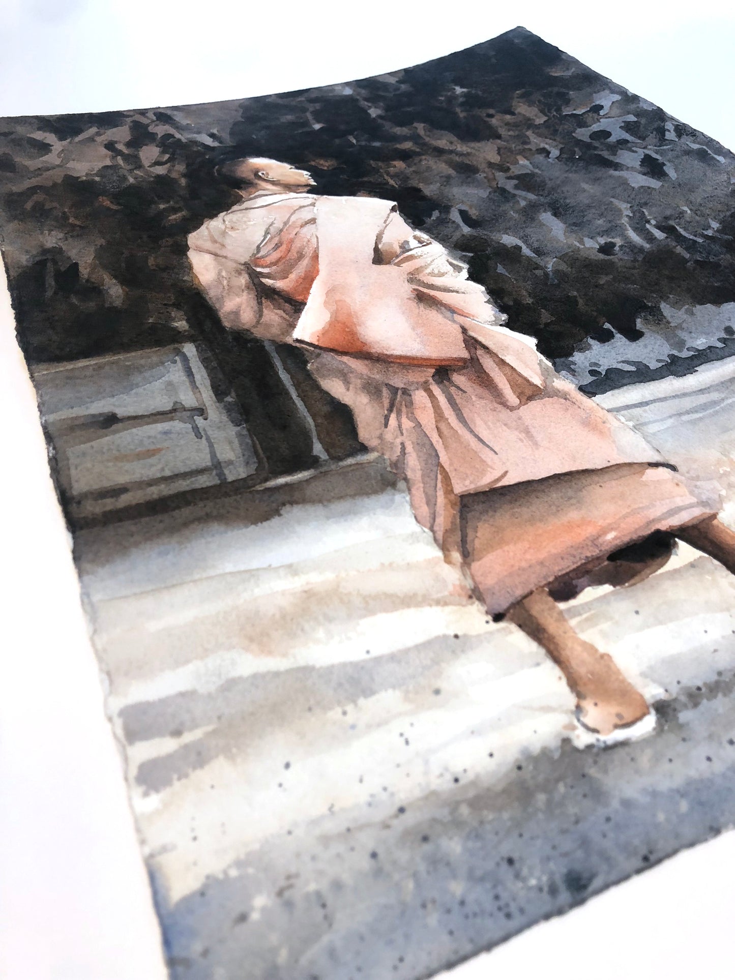 Watercolor painting Buddhist monk Phnom Penh travel essentials trendy wall art Buddhism Cambodia portrait person Buddhism (original art)