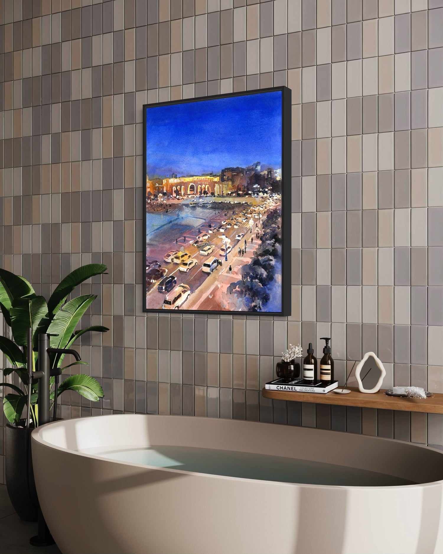 Original watercolor painting of Republic Square Yerevan, Armenia, with dramatic lighting and colorful architectural detail—perfect art for home or gift for her.